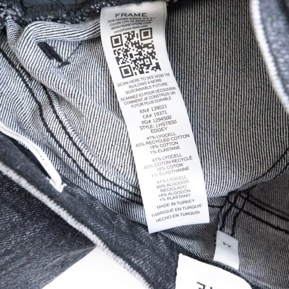 NEW FRAME Le High Straight Jeans Mid Rise Ankle Black Acid Wash Edgey - Picture 13 of 14